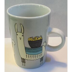 Danica Studio Coffee Mug Cool Llamas Baskets Fruit/Cacti Grey 16oz Modern Design